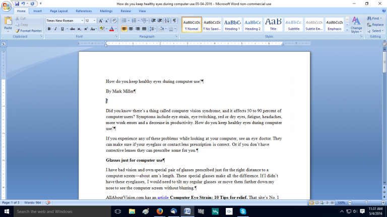 How to avoid eye strain when on the computer