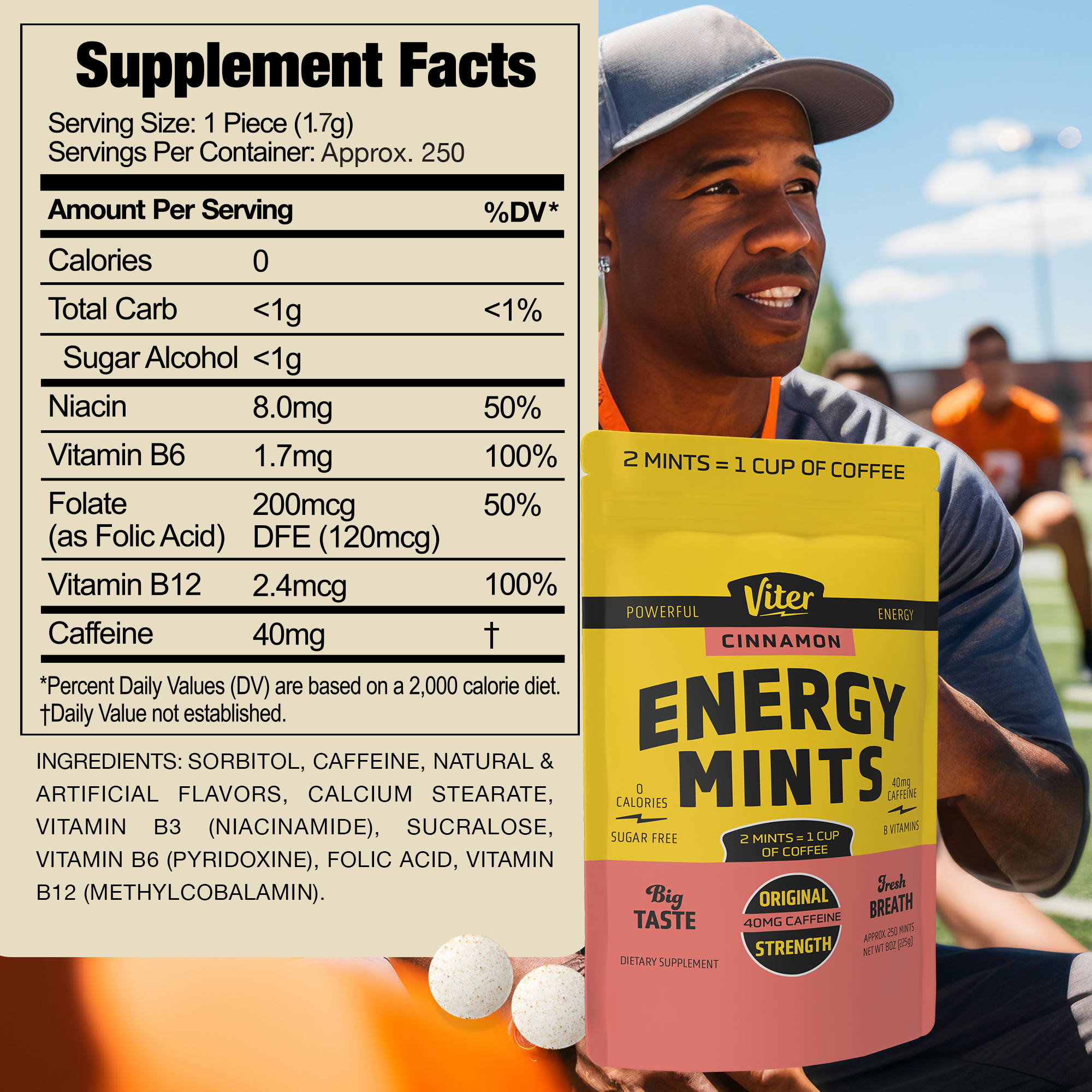 Viter Energy Original Caffeine Mints - 1/2 LB Bulk Bags (Monthly Subscription)