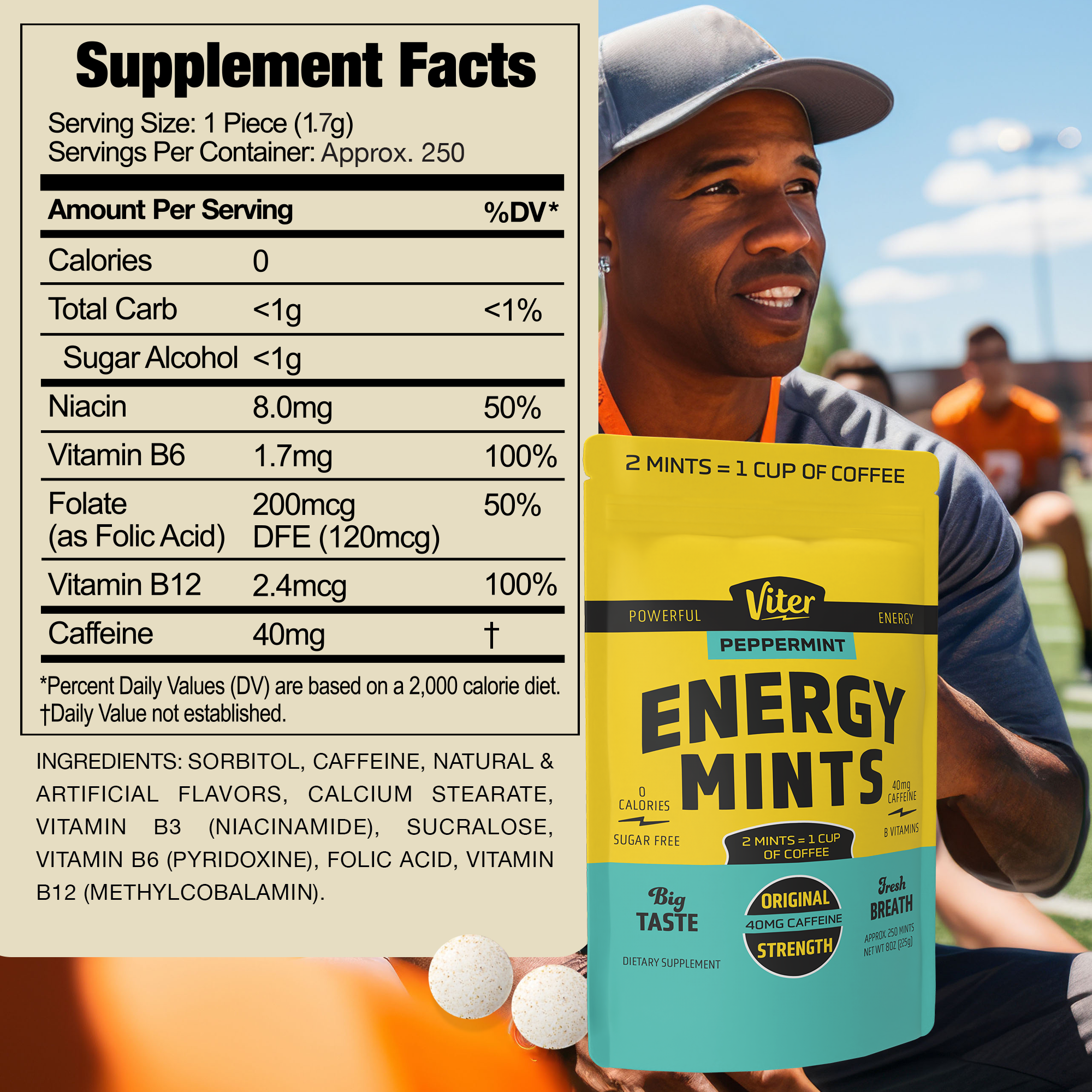 Viter Energy Original Caffeine Mints - 1/2 LB Bulk Bags (Monthly Subscription)