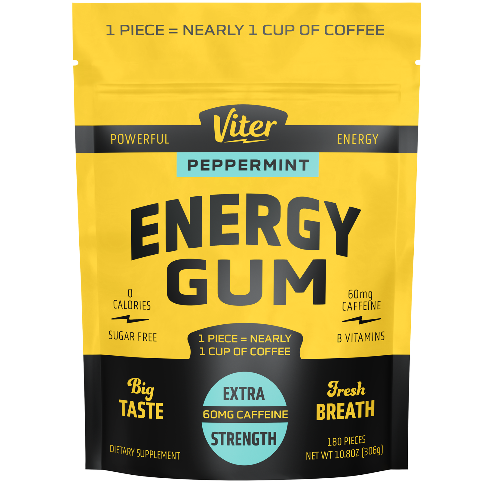 Viter Energy Caffeine Gum | 180 Piece Bag