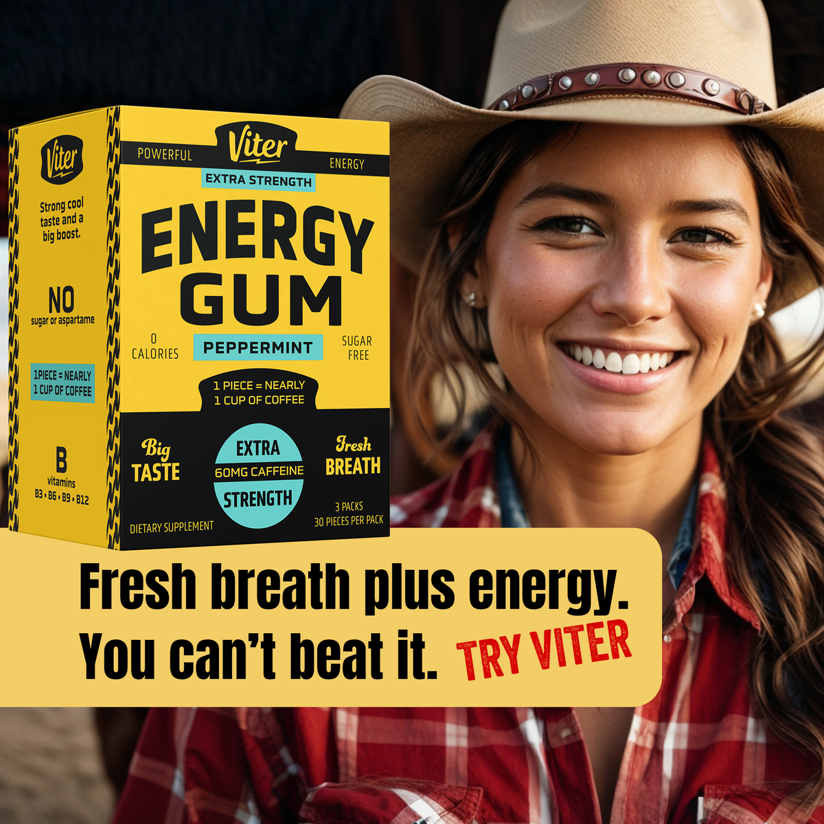Viter Energy Caffeine Gum | 180 Piece Bag