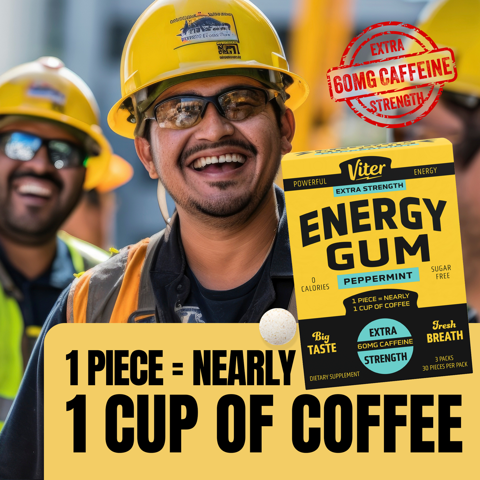 Viter Energy Caffeine Gum | 180 Piece Bag