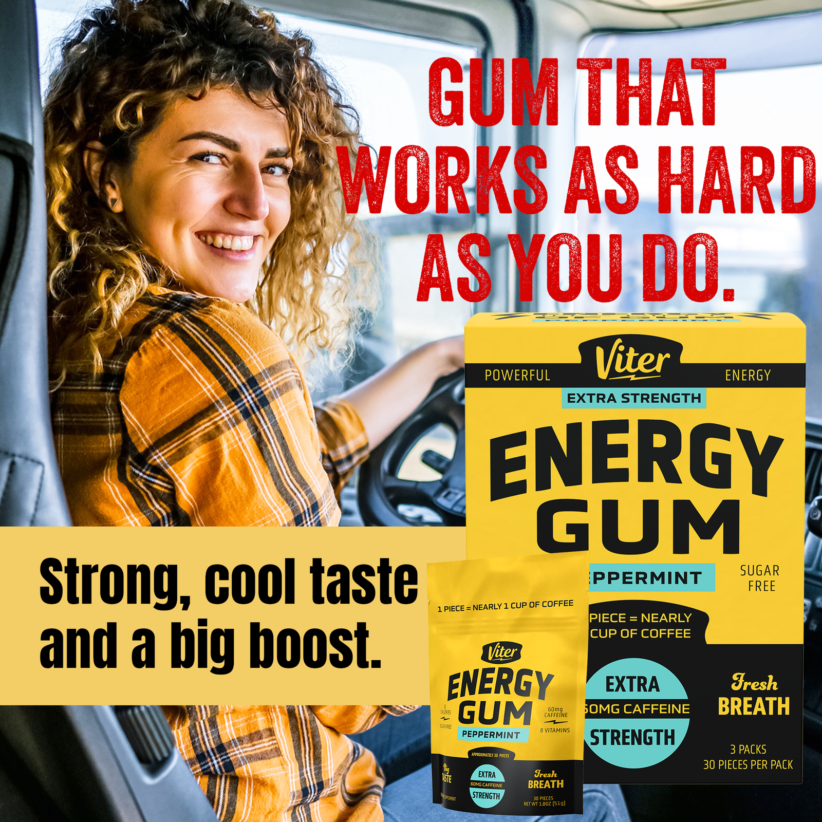 Viter Energy Caffeine Gum | 180 Piece Bag
