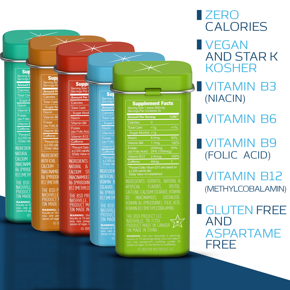 Viter Energy Caffeine Mints - 5 Flavor Variety Pack