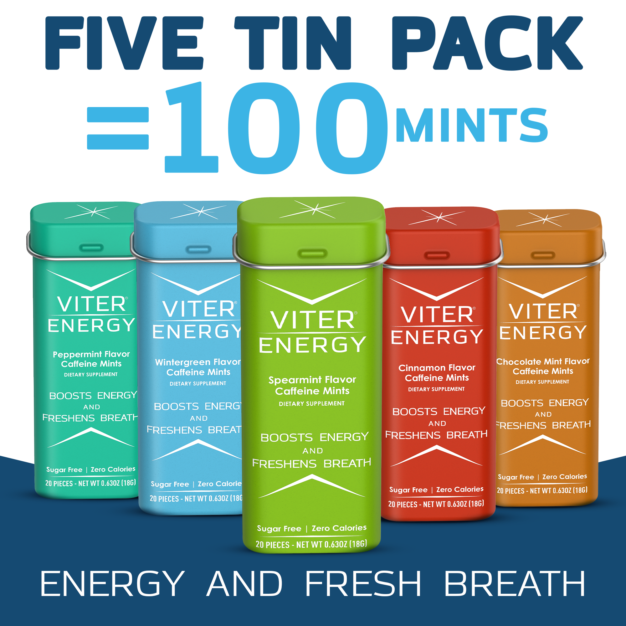 Viter Energy Caffeine Mints - 5 Flavor Variety Pack