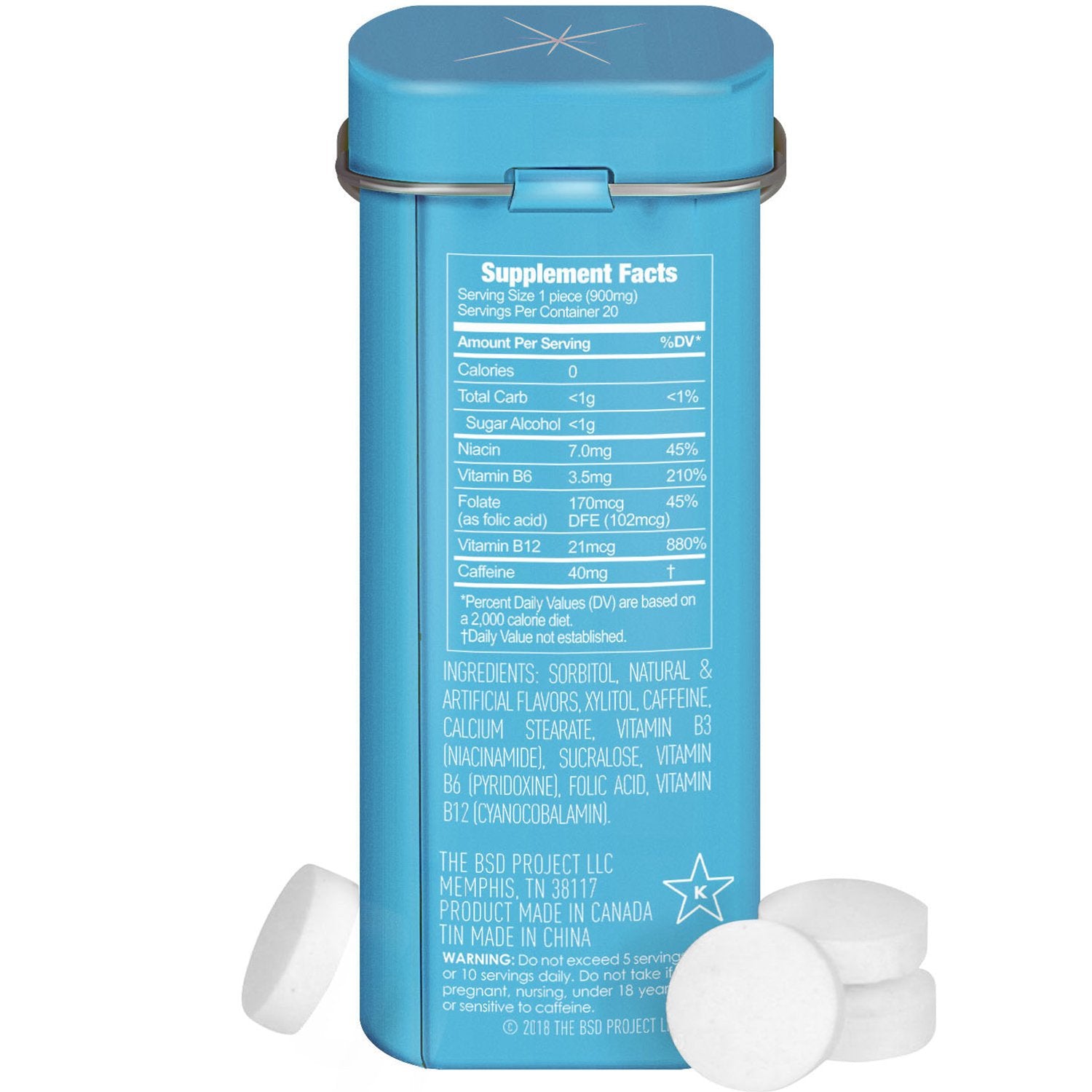  Viter Energy Caffeine Mints - Wintergreen - Back